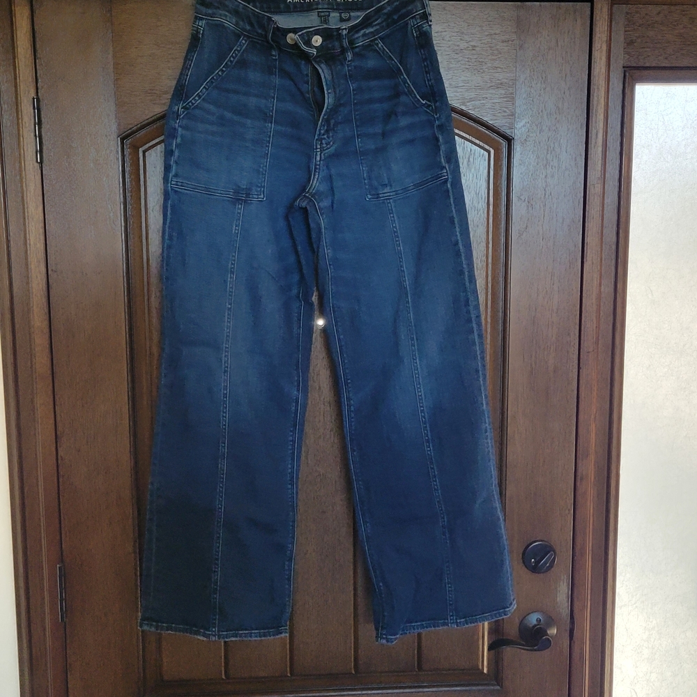 American Eagle Outfitters Indigo Wide-Leg High-Rise Jeans